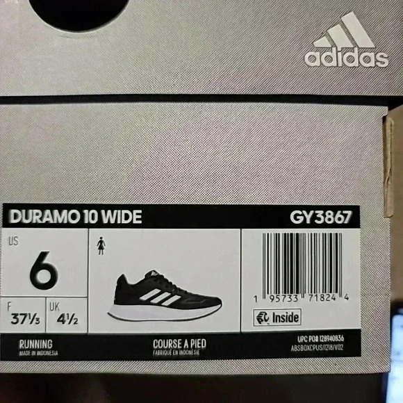 Adidas Duramo 10 Wide Running Shoes Women Size 6 GY3867 New In Box Training - Picture 2 of 6